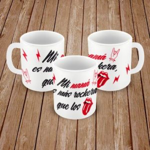 Taza con frase día de la madre. Mi mamá es rockera.